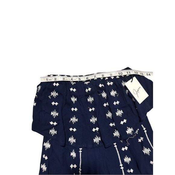 Japna Juniors XS Blue White Strapless Ruffle Boho Aztec Romper - Picture 6 of 7